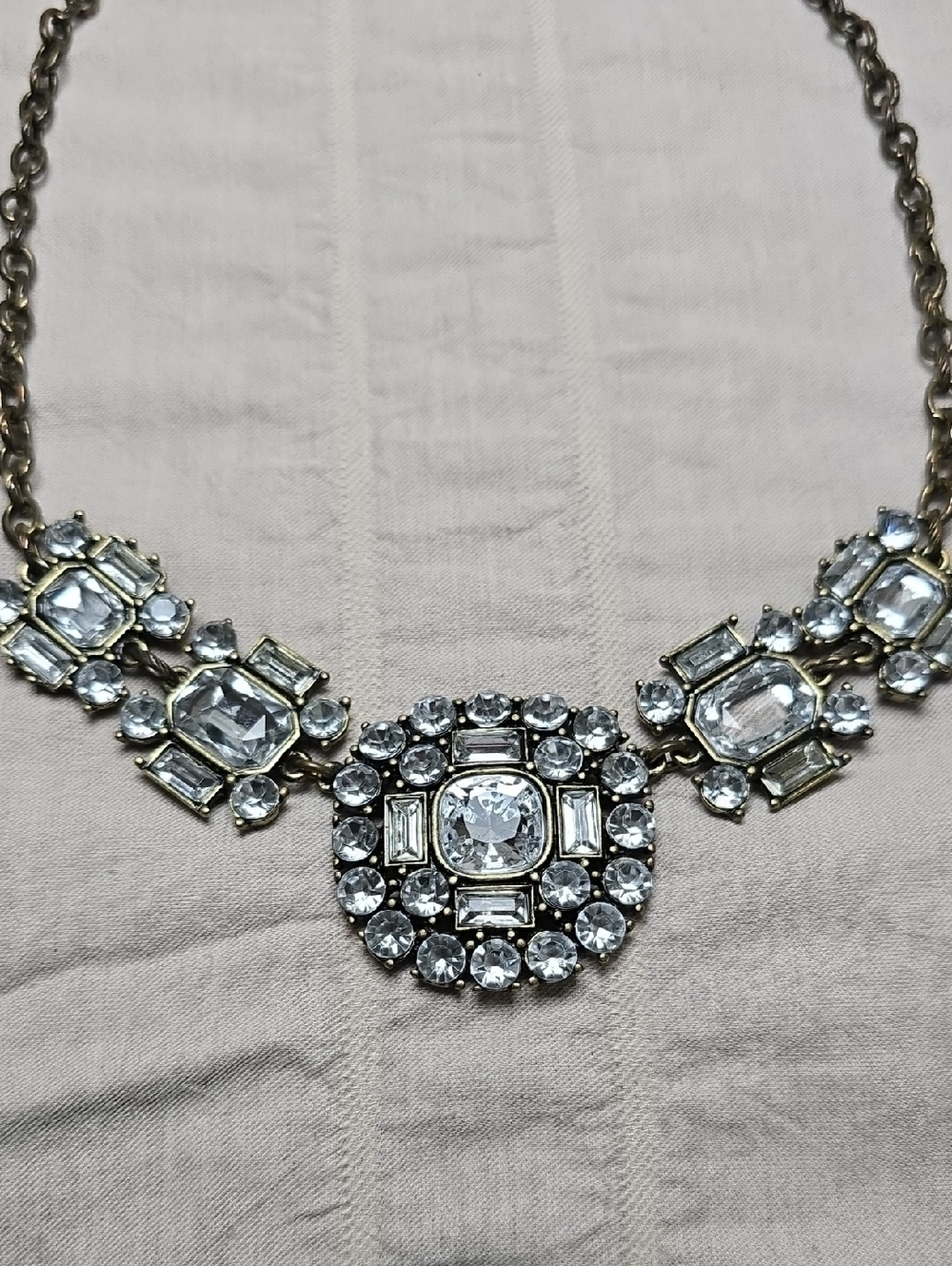 J Crew Factory Crystal Brooch Statement Necklace